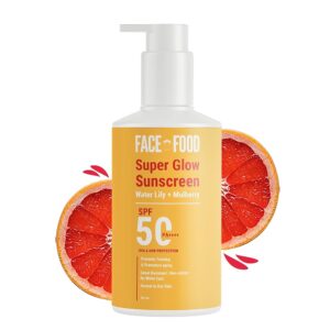 Face Food Organics Super Glow Moisturizer + Sunscreen Spf 50 Pa++++ | For Oily, Normal & Combination Skin | Uv + Blue Light Protection | Lightweight | No White Cast | 50G