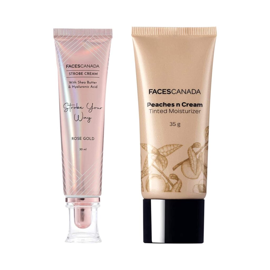 Faces Canada 2-Step Glow Getter Makeup Kit - Rose Gold Strobe Cream(30 ml), Tinted Moisturizer(35 g) - Faces Canada