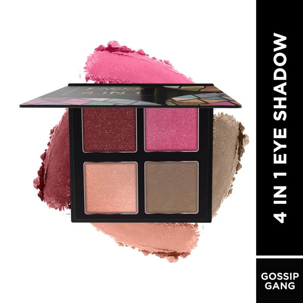 Faces Canada 4 IN 1 Eyeshadow Palette - Gossip Gang 04, Shimmer & Matte, Satin Matte Finish (4.8 g) - Faces Canada