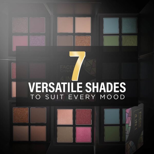 Faces Canada 4 IN 1 Eyeshadow Palette - Gossip Gang 04, Shimmer & Matte, Satin Matte Finish (4.8 g) - Faces Canada
