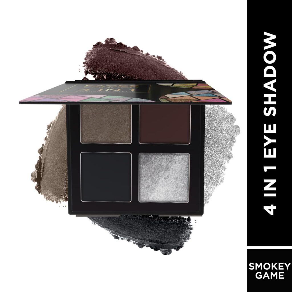 Faces Canada 4 IN 1 Eyeshadow Palette - Smokey Game 07, Shimmer & Matte, Satin Matte Finish (4.8 g) - Faces Canada