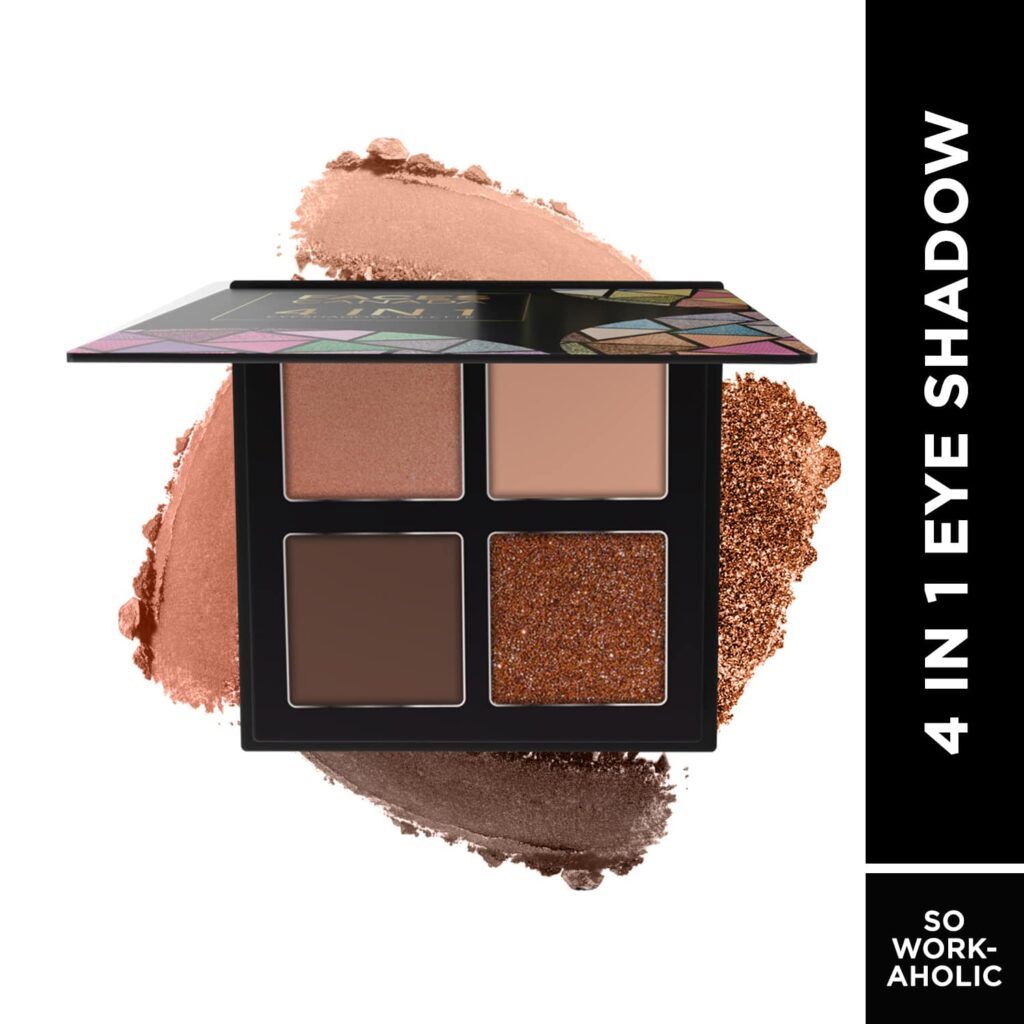 Faces Canada 4 IN 1 Eyeshadow Palette - So workaholic 02, Shimmer & Matte (4.8 g) - Faces Canada