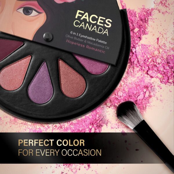 Faces Canada 6 in 1 Eyeshadow Palette - Hopeless Romantic 01, Olive Butter & Macadamia Oil (6 g) - Faces Canada