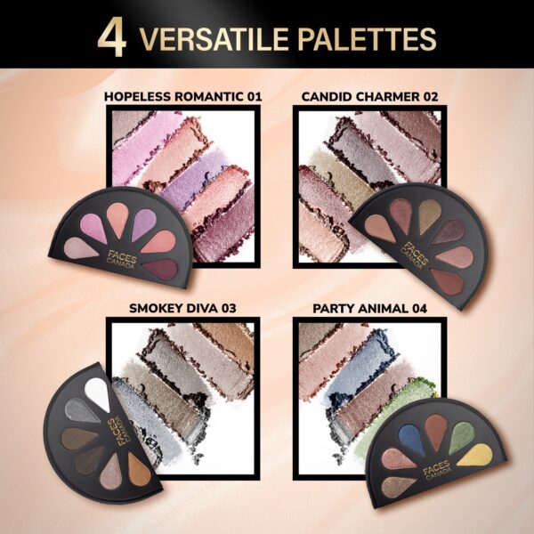 Faces Canada 6 in 1 Eyeshadow Palette - Hopeless Romantic 01, Olive Butter & Macadamia Oil (6 g) - Faces Canada