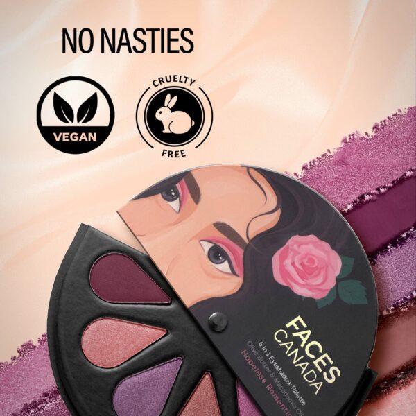 Faces Canada 6 in 1 Eyeshadow Palette - Hopeless Romantic 01, Olive Butter & Macadamia Oil (6 g) - Faces Canada