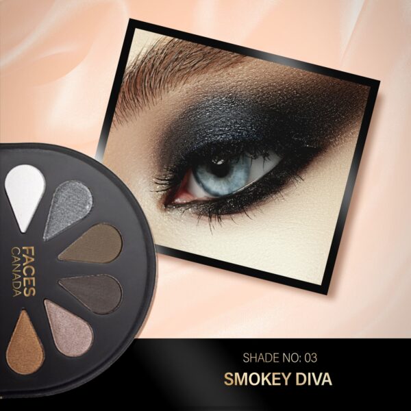 Faces Canada 6 in 1 Eyeshadow Palette - Smokey Diva 03, Olive Butter & Macadamia Oil (6 g) - Faces Canada