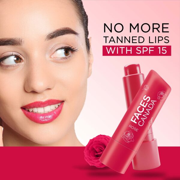 Faces Canada Color Lip Balm - Rose Petal 03, Red Tint, SPF 15, 12 HR Moisturization (4.5 g) - Faces Canada