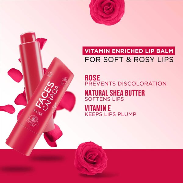 Faces Canada Color Lip Balm - Rose Petal 03, Red Tint, SPF 15, 12 HR Moisturization (4.5 g) - Faces Canada