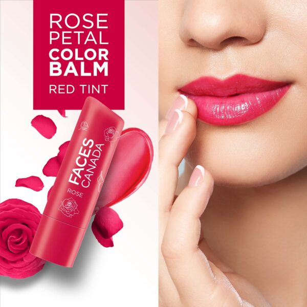 Faces Canada Color Lip Balm - Rose Petal 03, Red Tint, SPF 15, 12 HR Moisturization (4.5 g) - Faces Canada