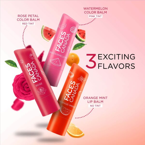 Faces Canada Color Lip Balm - Rose Petal 03, Red Tint, SPF 15, 12 HR Moisturization (4.5 g) - Faces Canada