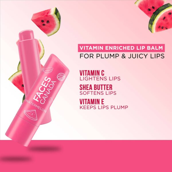 Faces Canada Color Lip Balm - Watermelon 02, Pink Tint, SPF 15, 12 HR Moisturization (4.5 g) - Faces Canada