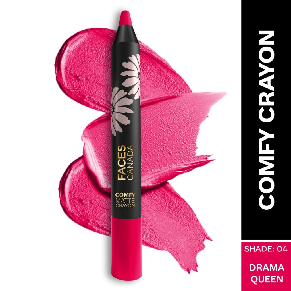 Faces Canada Comfy Matte Lip Crayon - Dramaqueen 04, 8HR Long Stay, No Dryness (2.8 g) - Faces Canada