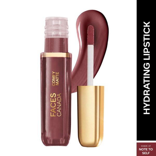 Faces Canada Comfy Matte Liquid Lipstick, 10HR Stay, No Dryness - Note To Self 07 (3 ml) - Faces Canada