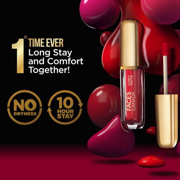 Faces Canada Comfy Matte Liquid Lipstick - Any Day Now 04, 10HR Stay, No Dryness (1.2 ml) - Faces Canada