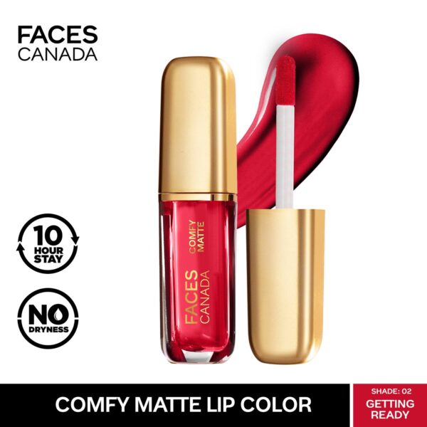 Faces Canada Comfy Matte Liquid Lipstick - Getting Ready 02, 10HR Stay, No Dryness (1.2 ml) - Faces Canada
