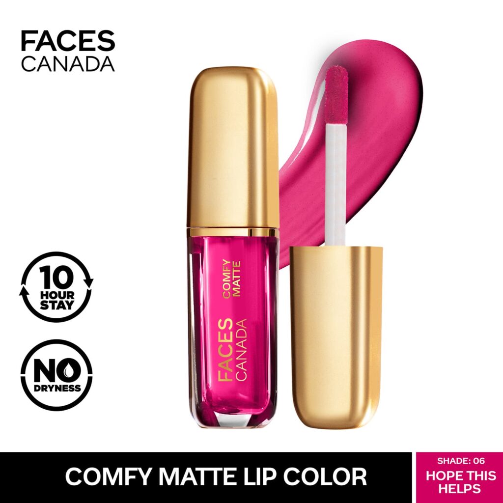 Faces Canada Comfy Matte Liquid Lipstick - Hope This Helps 06, 10HR Stay, No Dryness (1.2 ml) - Faces Canada