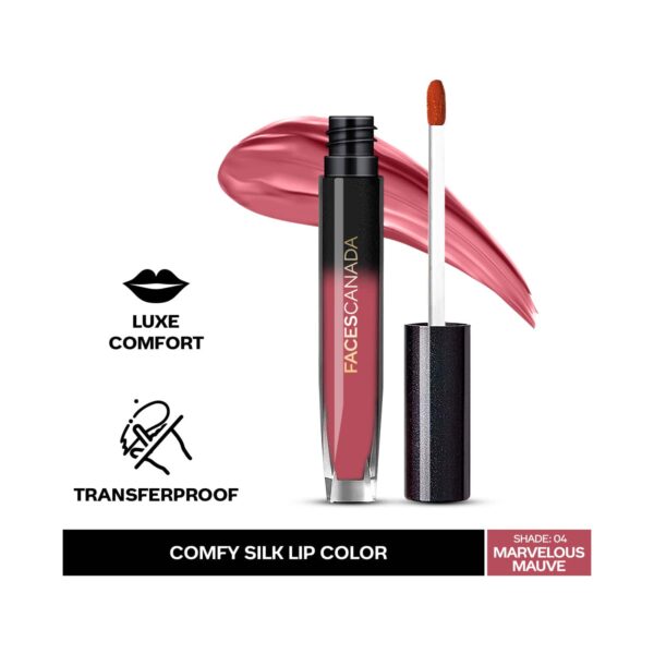 Faces Canada Comfy Silk Liquid Lipstick - 04 Marvelous Mauve (4ml) - Faces Canada
