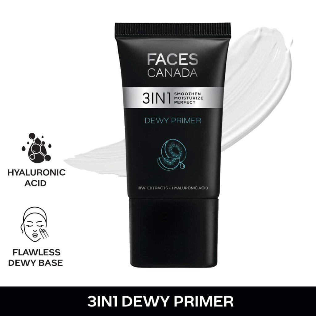 Faces Canada Dewy Primer, Flawless Dewy Base, Creamy Texture, Hyaluronic Acid, Vitamin C & E (30 g) - Faces Canada