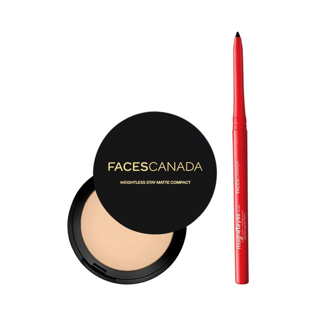 Faces Canada Eye & Face Combo - Magneteyes Kajal + Weightless Compact (Natural) - Faces Canada