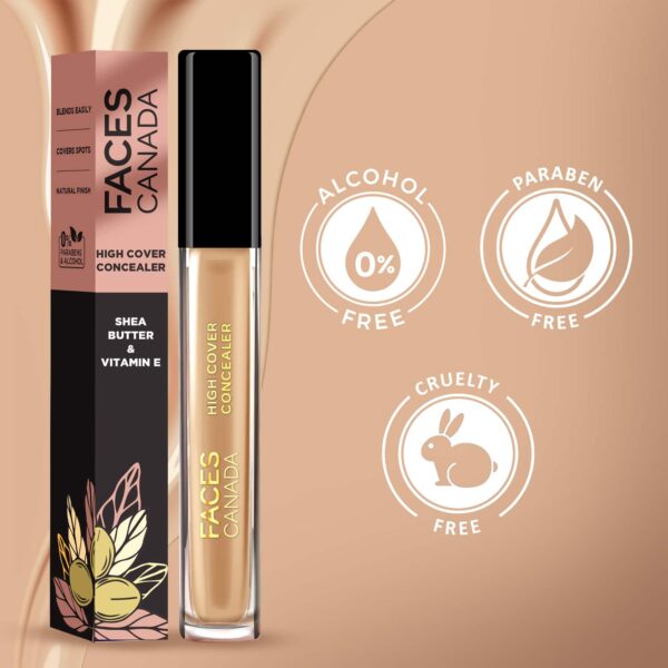 Faces Canada High Cover Concealer - Caramel Crunch 03, Blends Easily, Natural Finish (4 ml) - Faces Canada