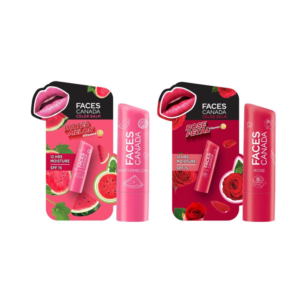 Faces Canada Lip Balm Combo of 2 Watermelon + Rose Petal - Faces Canada