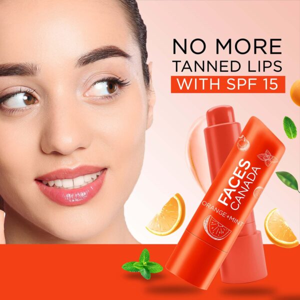 Faces Canada Lip Balm - Orange Mint 01, Orange Tint, SPF 15, 12 HR Moisturization (4.5 g) - Faces Canada