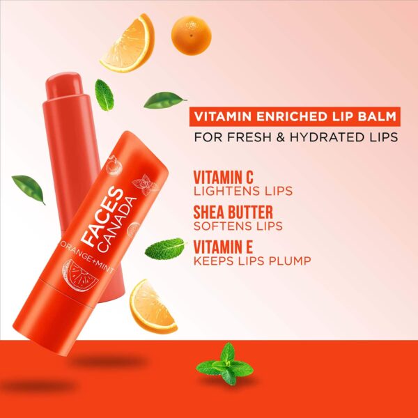Faces Canada Lip Balm - Orange Mint 01, Orange Tint, SPF 15, 12 HR Moisturization (4.5 g) - Faces Canada