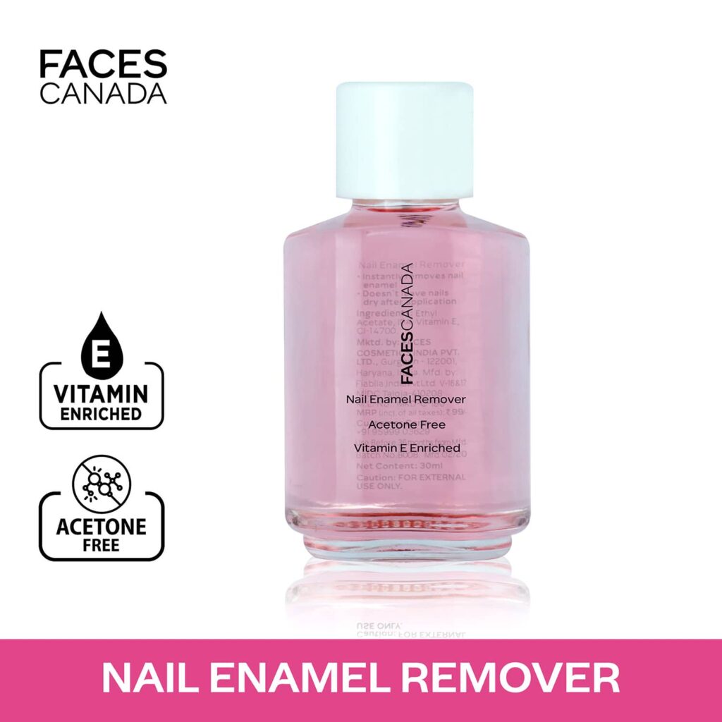 Faces Canada Nail Enamel Remover - Transparent 01, Vitamin E, Non Drying, Gentle on Nails (30 ml) - Faces Canada