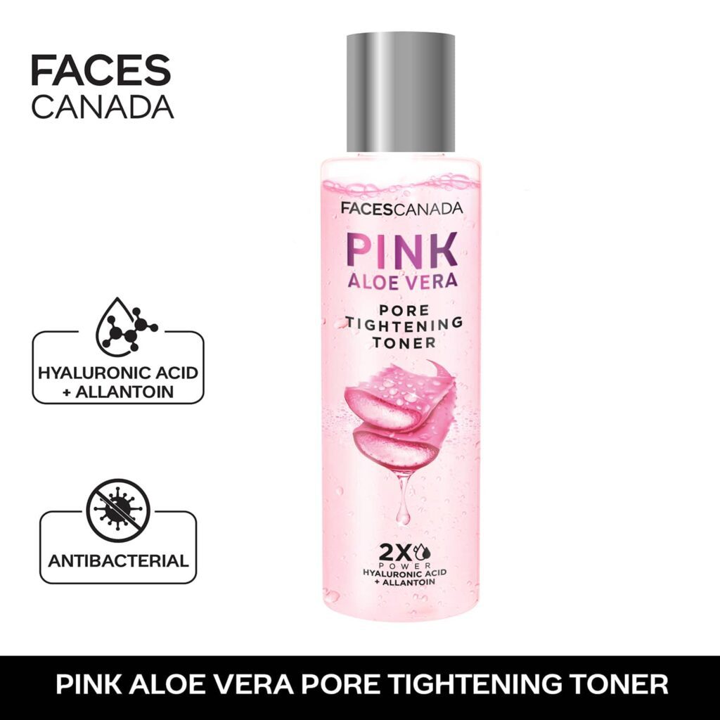 Faces Canada Pink Aloe Vera Pore Tightening Toner, Allantoin & Hyaluronic Acid (100 ml) - Faces Canada