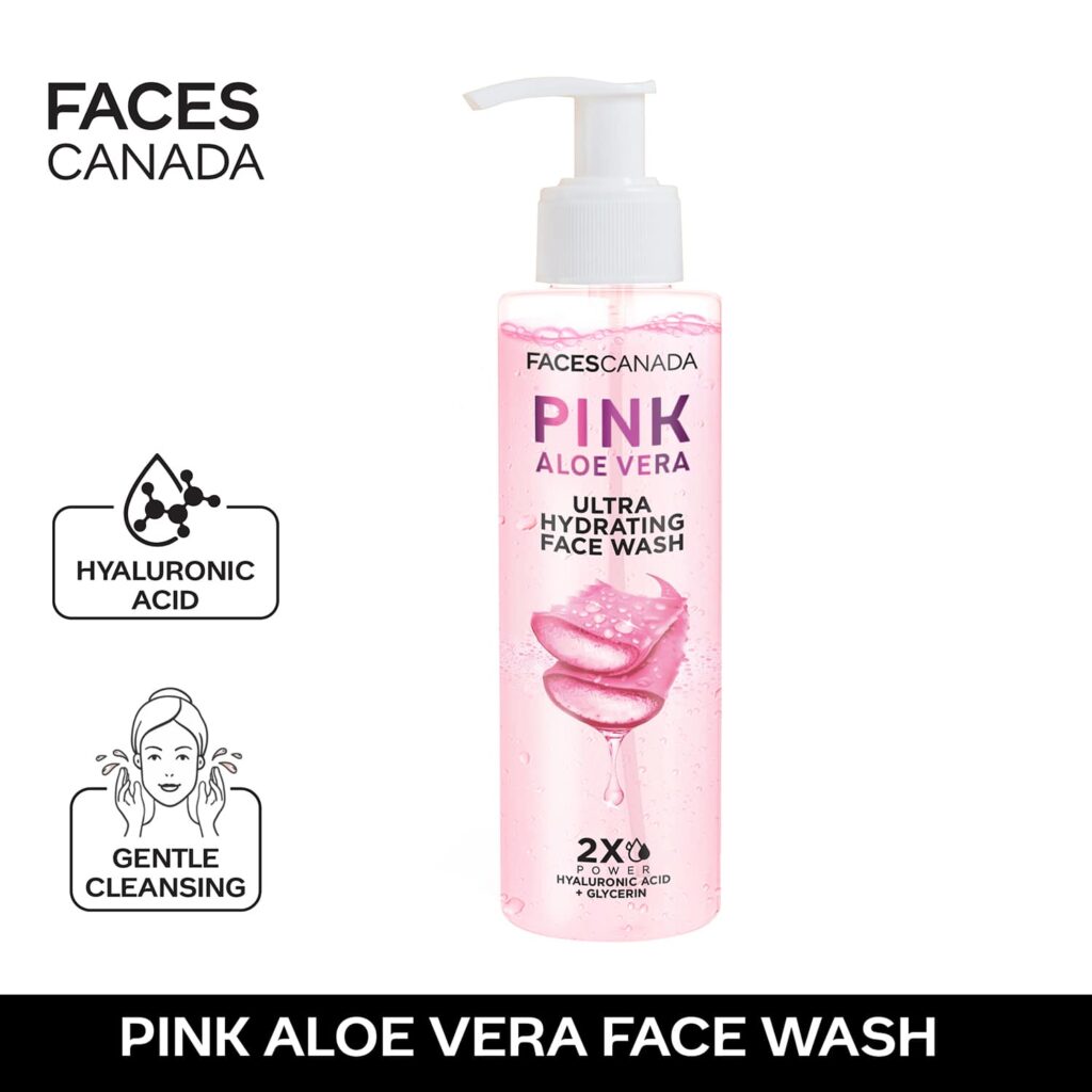Faces Canada Pink Aloe Vera Ultra Hydrating Face Wash, Hyaluronic Acid, Honey & Glycerin (100 ml) - Faces Canada