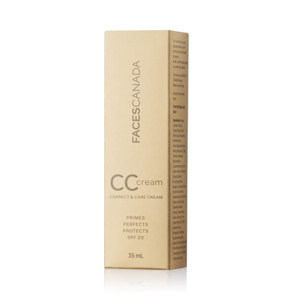 Faces Canada SPF 20 CC Cream - Sand 02, Correct & Care Tinted Cream, Dewy Finish (35 ml) - Faces Canada