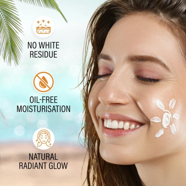 Faces Canada Sunscreen Lotion, SPF 50 PA+++, 1% Hyaluronic Acid & Vitamin C, No White Cast (100 ml) - Faces Canada