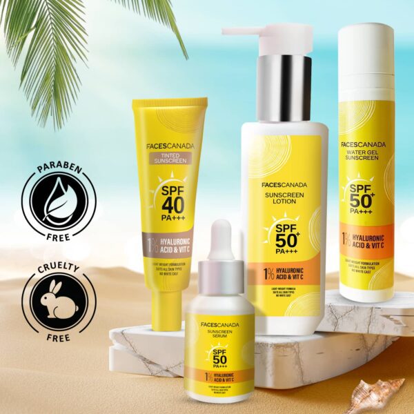 Faces Canada Tinted Sunscreen, SPF 40 PA+++, 1% Hyaluronic Acid & Vitamin C, No White Cast (30 g) - Faces Canada