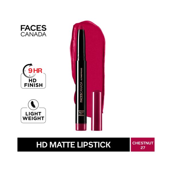Faces Canada Ultime Pro HD Intense Matte Lips + Primer - 27 Chestnut (1.4g) - Faces Canada