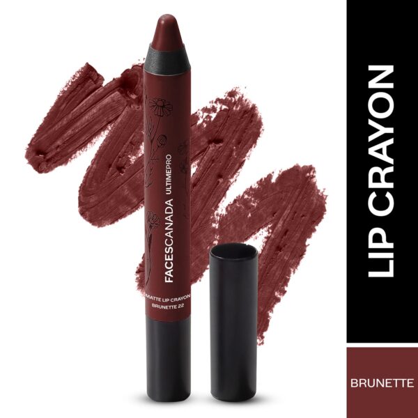Faces Canada Ultime Pro Matte Lip Crayon, 8HR Stay, Creamy Matte,Intense Color -Brunette (2.8 g) - Faces Canada