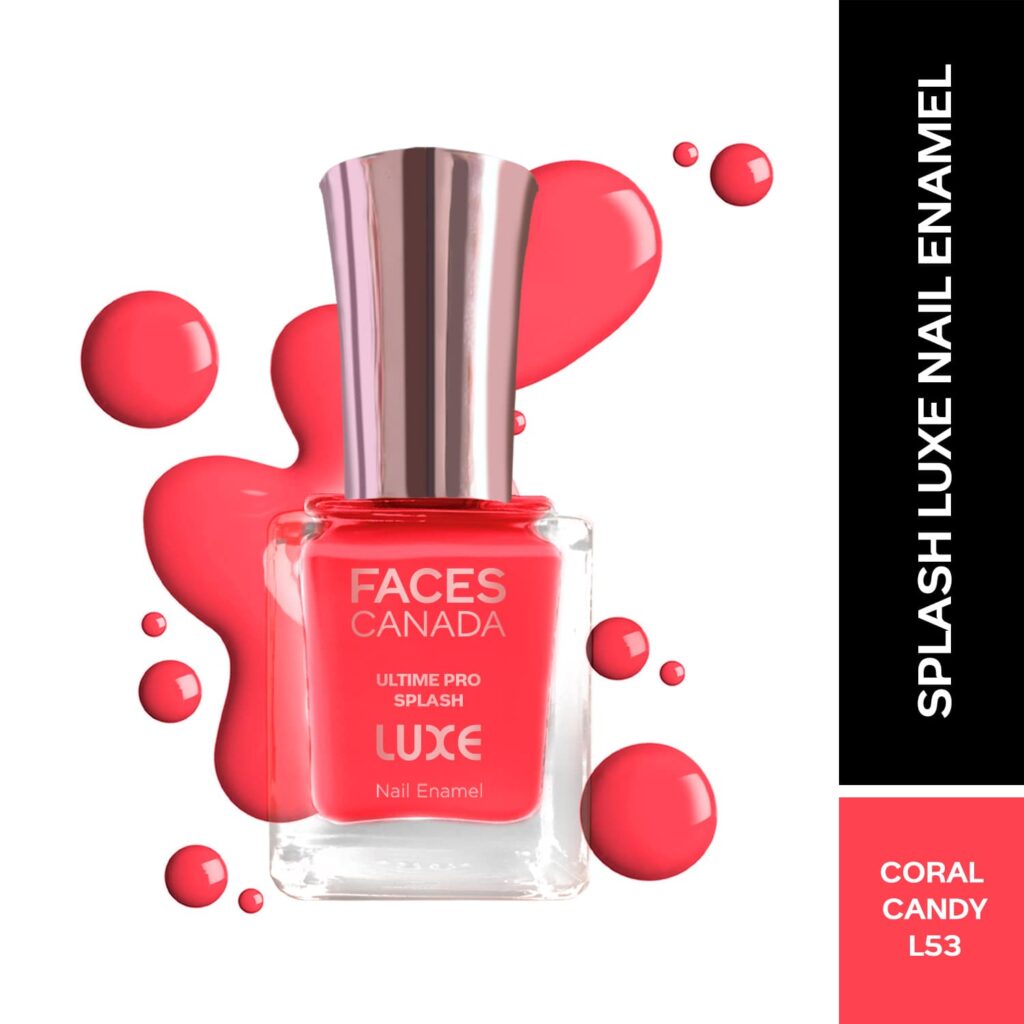 Faces Canada Ultime Pro Splash Luxe Nail Enamel Glossy Finish Quick Drying - Coral Candy L53 (12 ml) - Faces Canada