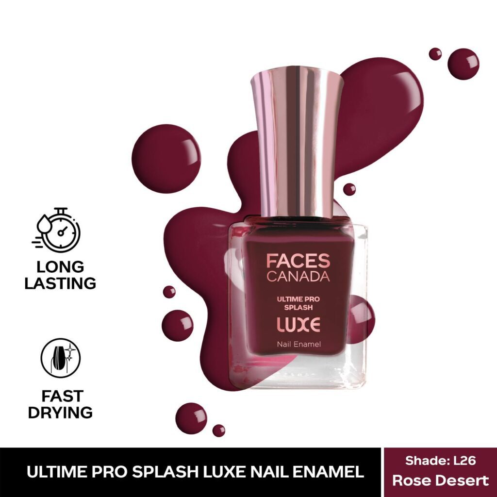 Faces Canada Ultime Pro Splash Luxe Nail Enamel Glossy Finish Quick Drying - Rose Desert L26 (12 ml) - Faces Canada