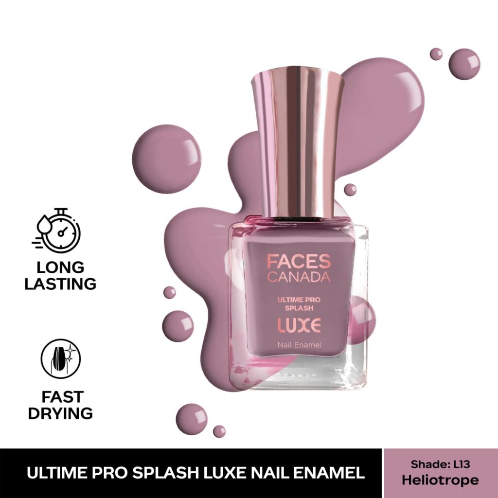 Faces Canada Ultime Pro Splash Luxe Nail Enamel Glossy Finish Quick Drying - Heliotrope L13 (12 ml) - Faces Canada