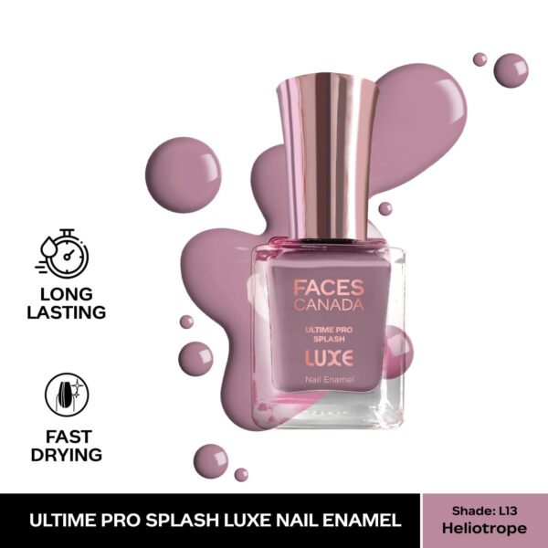 Faces Canada Ultime Pro Splash Luxe Nail Enamel Glossy Finish Quick Drying - Heliotrope L13 (12 ml) - Faces Canada