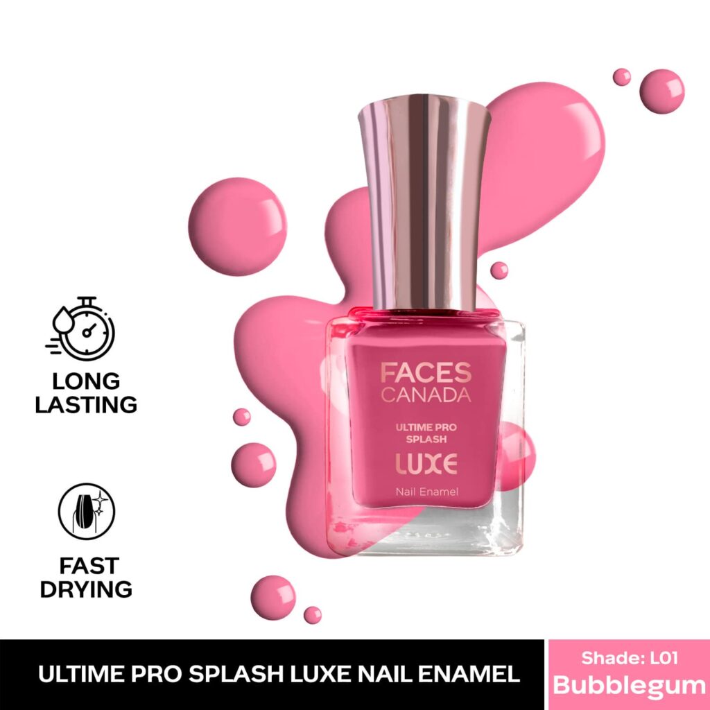 Faces Canada Ultime Pro Splash Luxe Nail Enamel Glossy Finish Quick Drying - Bubblegum L01 (12 ml) - Faces Canada