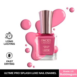 Faces Canada Ultime Pro Splash Luxe Nail Enamel Glossy Finish Quick Drying - Bubblegum L01 (12 ml) - Faces Canada