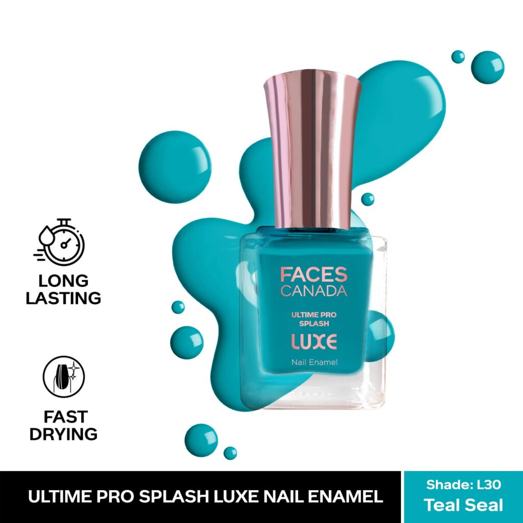 Faces Canada Ultime Pro Splash Luxe Nail Enamel Glossy Finish Quick Drying - Teal Seal L30 (12 ml) - Faces Canada