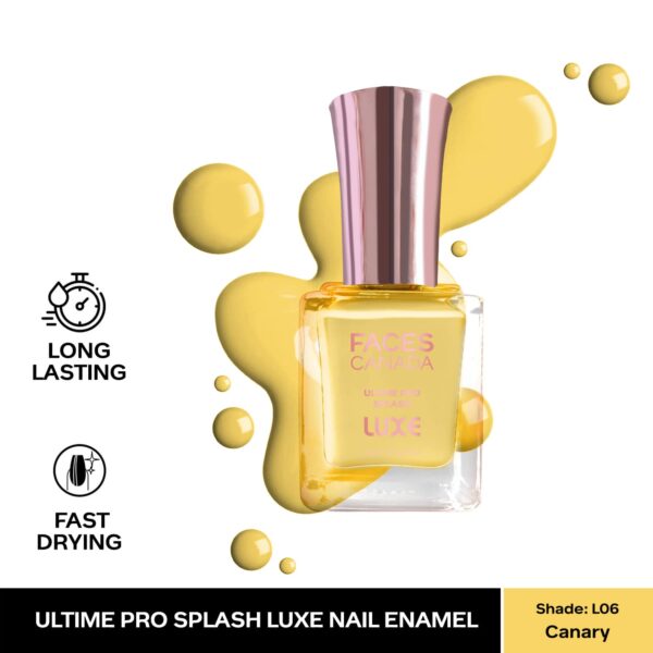 Faces Canada Ultime Pro Splash Luxe Nail Enamel Glossy Finish Quick Drying - Canary L06 (12 ml) - Faces Canada