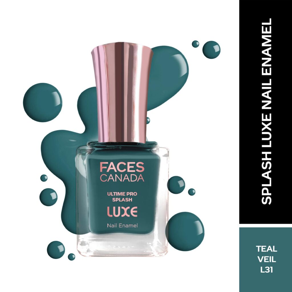 Faces Canada Ultime Pro Splash Luxe Nail Enamel Glossy Finish Quick Drying - Teal Veil L31 (12 ml) - Faces Canada