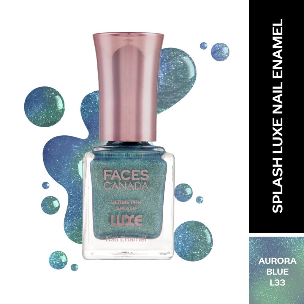 Faces Canada Ultime Pro Splash Luxe Nail Enamel Glossy Finish Quick Drying - Aurora Blue L33 (12 ml) - Faces Canada