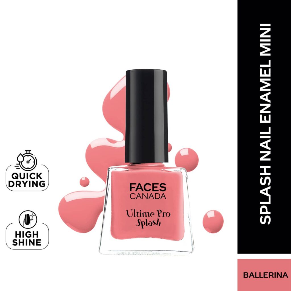 Faces Canada Ultime Pro Splash Mini Nail Enamel - Ballerina 201 Glossy, Quick Drying (5 ml) - Faces Canada