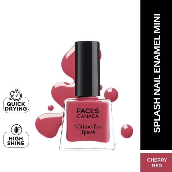 Faces Canada Ultime Pro Splash Mini Nail Enamel - Cherry Red 110 Glossy, Quick Drying (5 ml) - Faces Canada