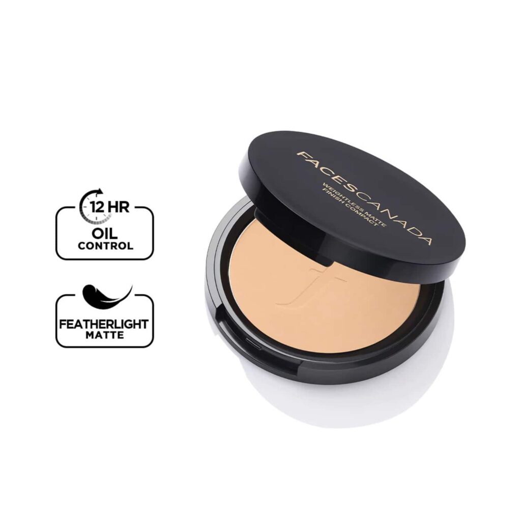 Faces Canada Weightless Matte Finish Compact Powder - Beige, Non Oily Matte Pressed Powder (9 g) - Faces Canada