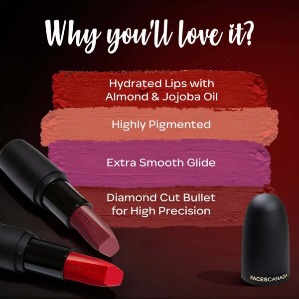 Faces Canada Weightless Matte Lipstick, Pigmented and Hydrated Lips - Fuschia Wave 02 (4.5 g) - Faces Canada