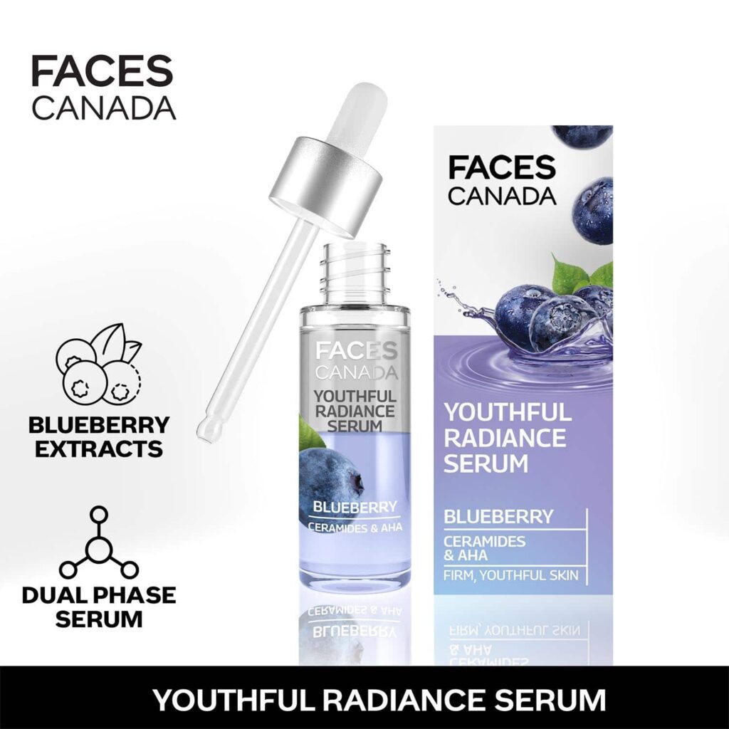 Faces Canada Youthful Radiance Serum Blueberry I Anti-ageing I Biphasic I AHA & Ceramides I (27 ml) - Faces Canada